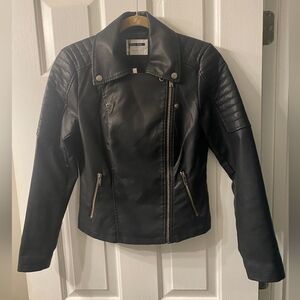 Noisy May Black Leather Biker Jacket
